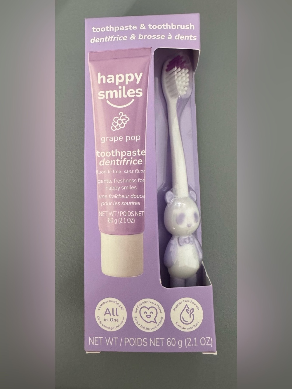 Kids Grape Pop Toothpaste & Toothbrush Set - Purple panda 2pc set
